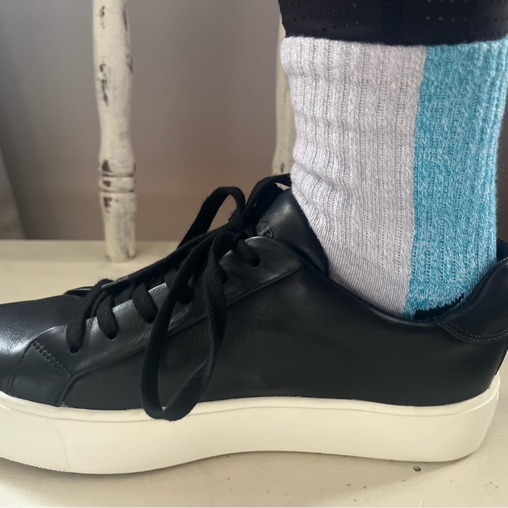Black Faux Leather Platform Sneakers - Picture 10 of 10
